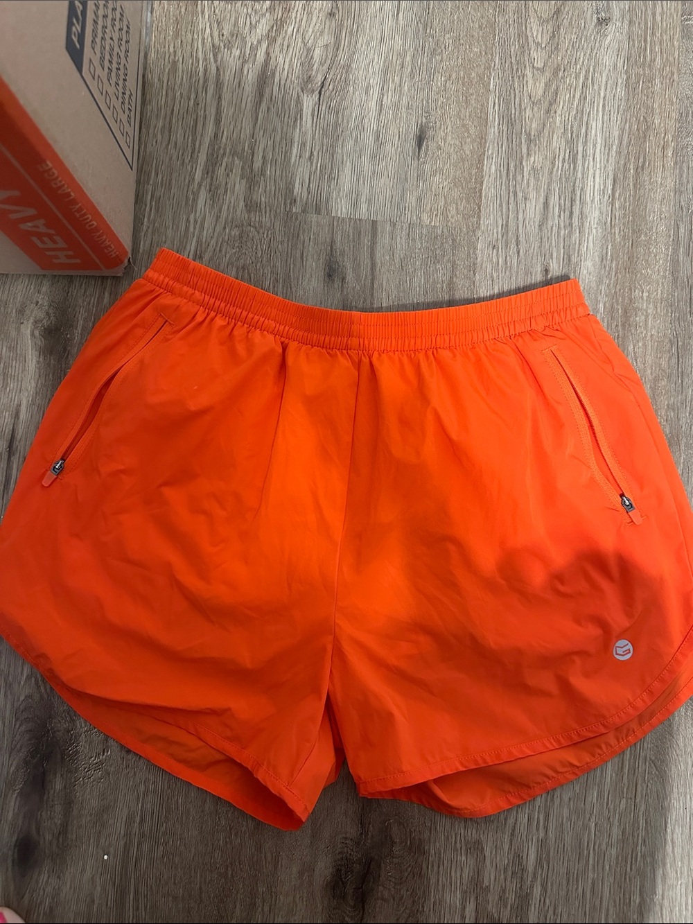 Women's Bright Orange Athletic Running Shorts with Zipper Pockets